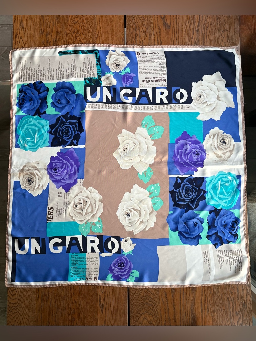 Vintage 1979 Emanuel Ungaro "Bouquets d’été" Scarf - Rare Botanical Rose Print